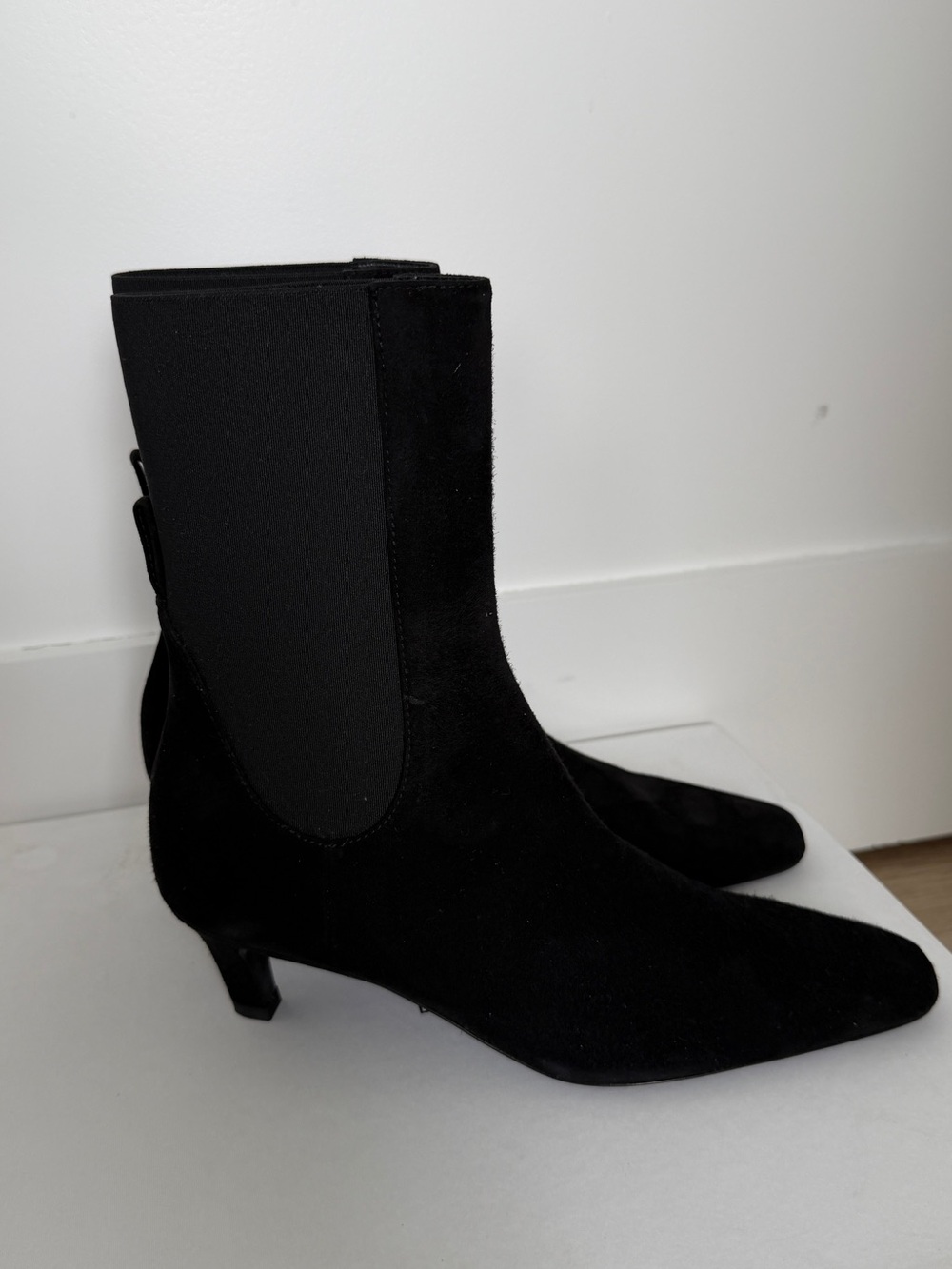 Toteme Black Suede Mid Heel Boots